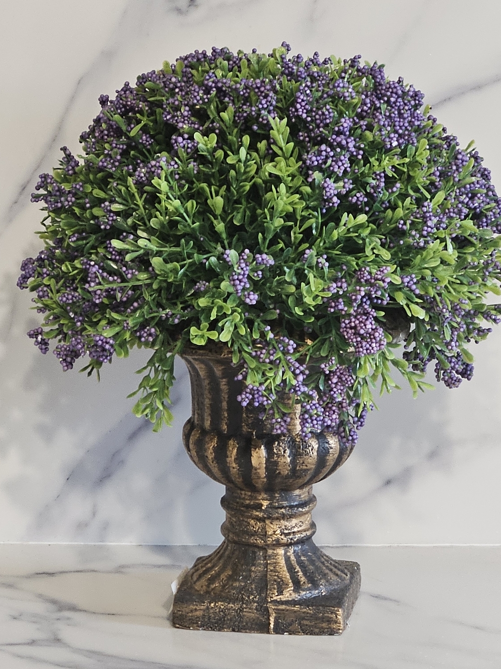 Lavender Berry Topiary in Antique Gold Urn - Home Accents Faux Florals